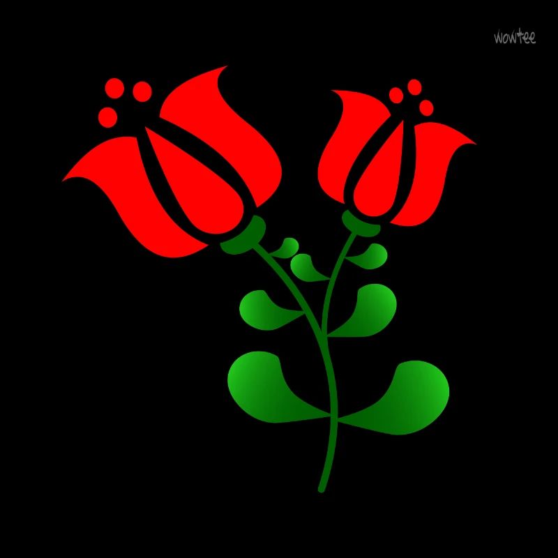 Red folk art tulips