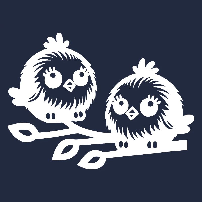 Deux petits oiseaux mignons dans le style dessin animé