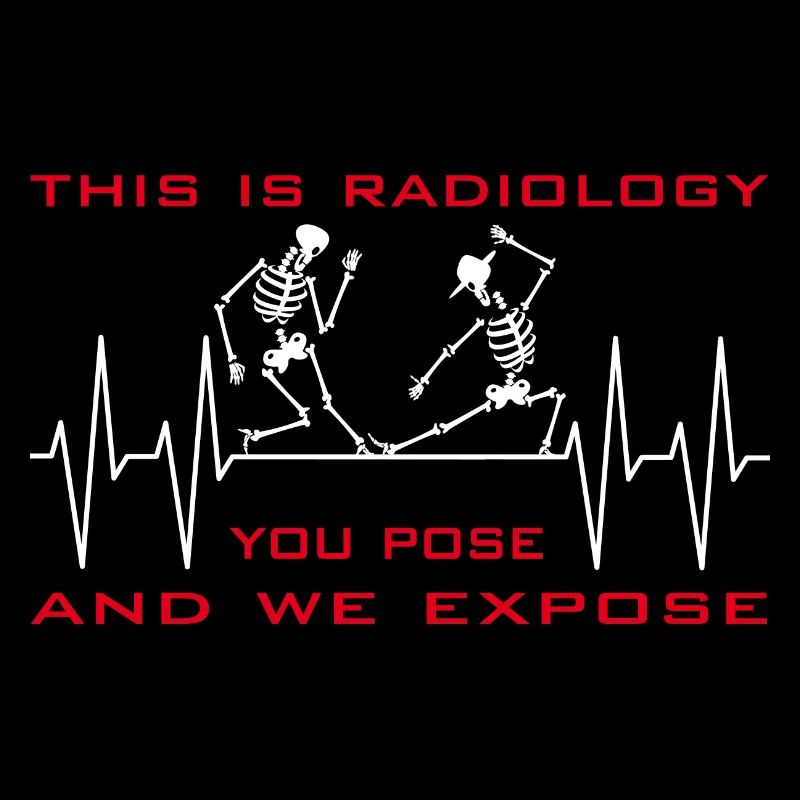 Radiology dancing skeletons on cardiogram