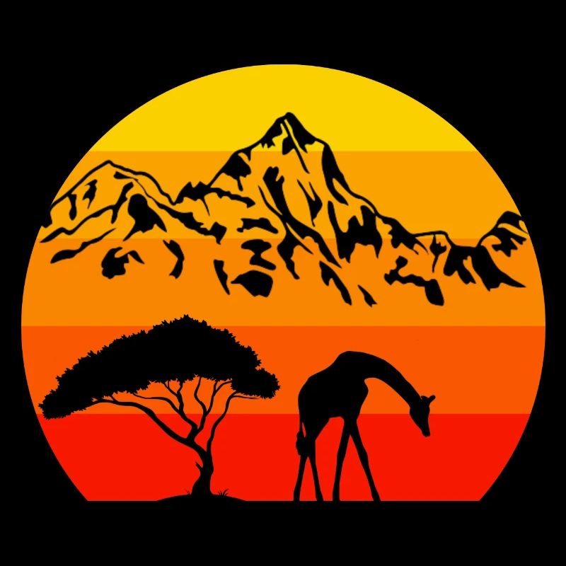 Afrikanisches Tier Baum Geschenk Retro Giraffe