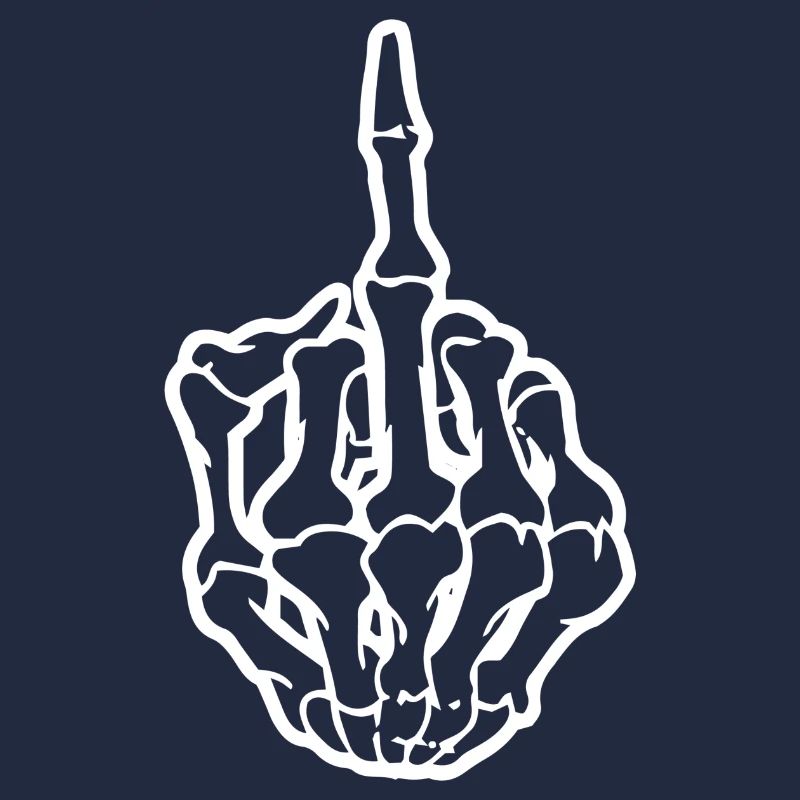 Mittelfinger Skelett Hand Geschenk Idee weiss