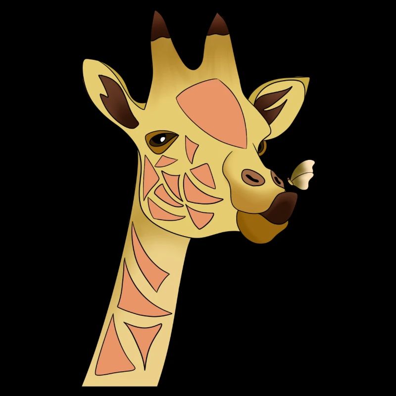 Girafe avec papillon