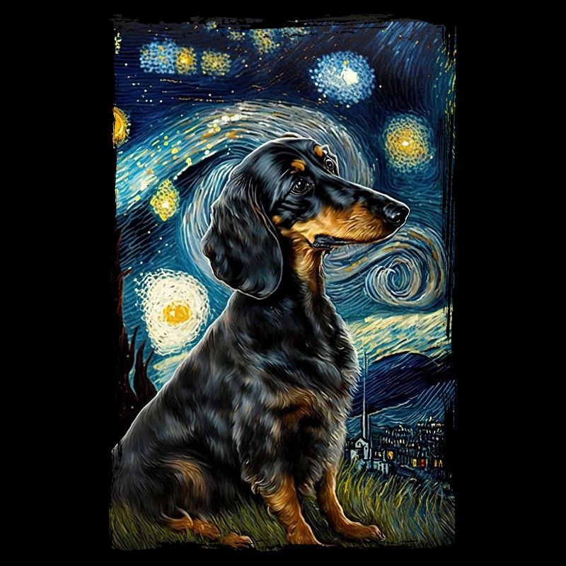 Starry night Dackel van gogh's cat Parody lustig