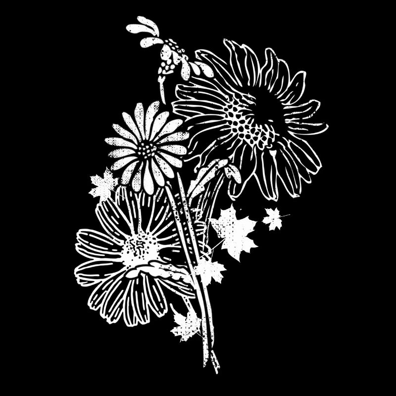 Balck artistique et fleurs blanches de griffonnage