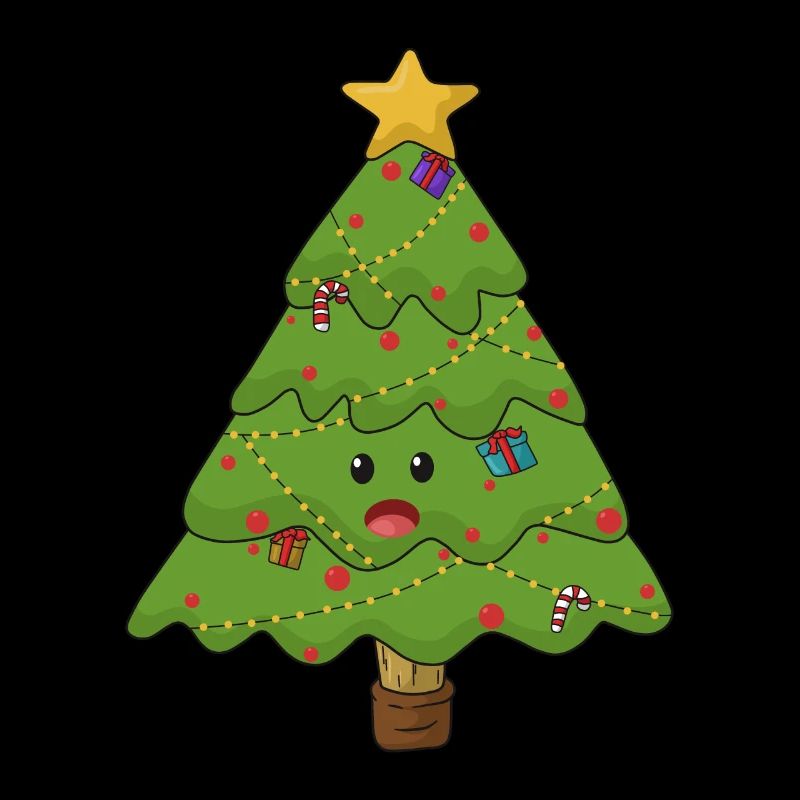 Funny Christmas tree with star-deco gift