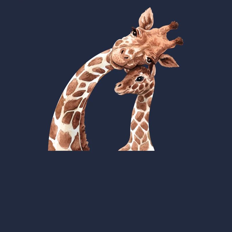 Mutter und Tierbabys Aquarell Giraffe Mutter