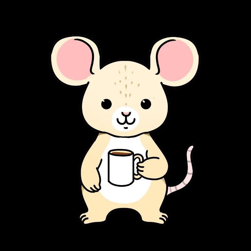 Mouse drinks coffee