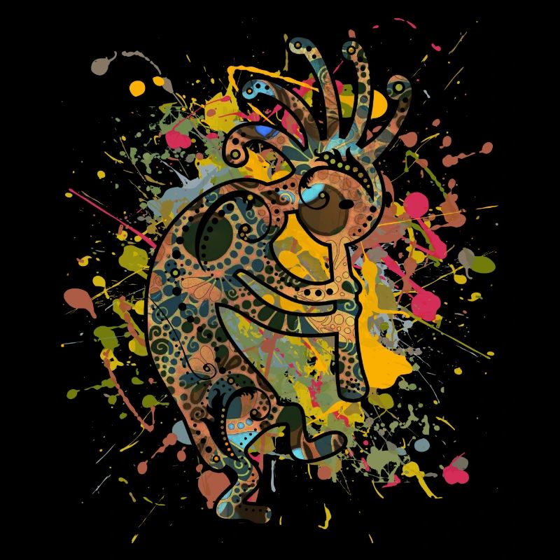 Amérindiens Kokopelli - Éclaboussures colorées 4