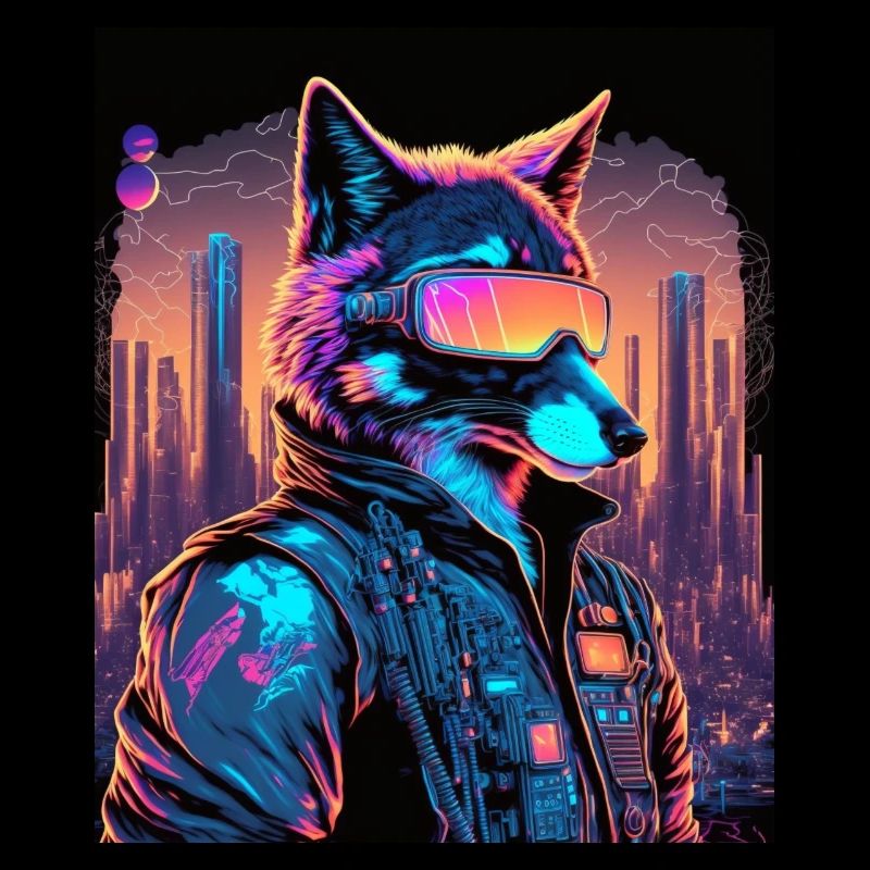 Retro Futuristic Synthwave Fox