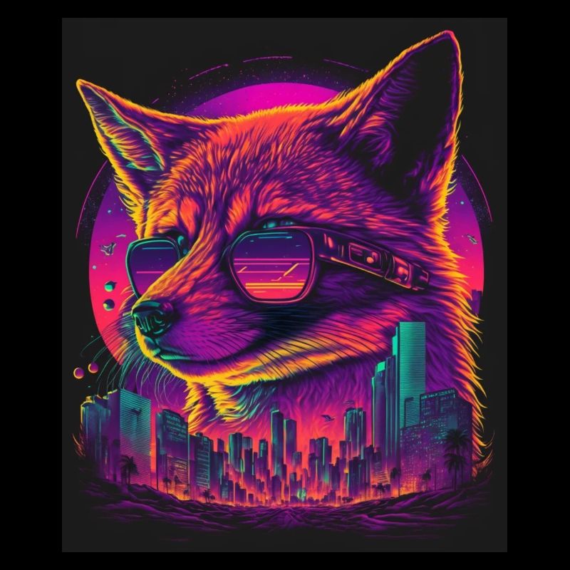 Retro Futuristic Synthwave Fox