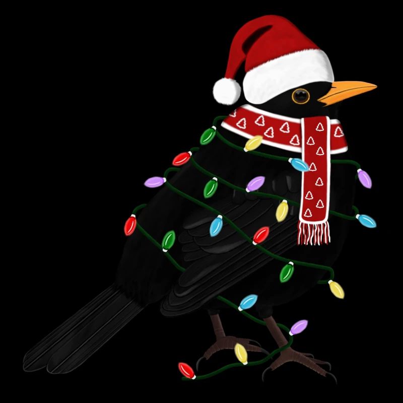 Blackbird String Lights Christmas Bird Cap