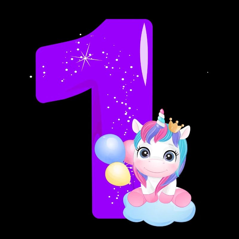 1. Geburtstag mit Einhorn-Motiv, lila