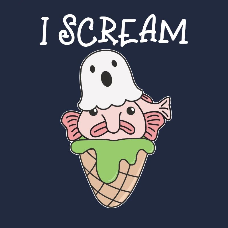 Blobfisch Halloween Geist I Scream Eis Wortspiel