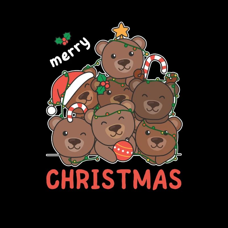 Bear Christmas Tree Merry Christmas
