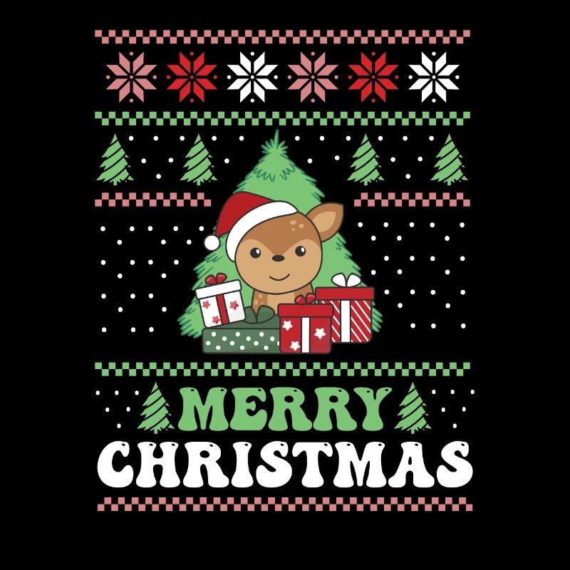 Merry Christmas retro ugly christmas deer
