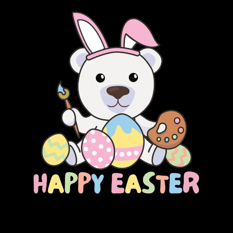happy easter süßes Eisbär Ostern mit Ostereiern