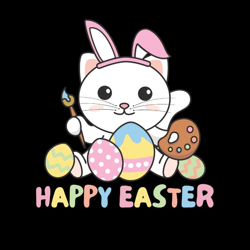 happy easter süßes Katze Ostern mit Ostereiern
