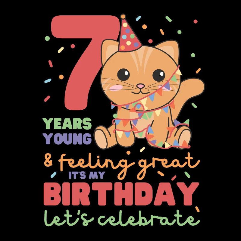 Katze zum 7. Geburtstag Kinder sieben Jahre alt