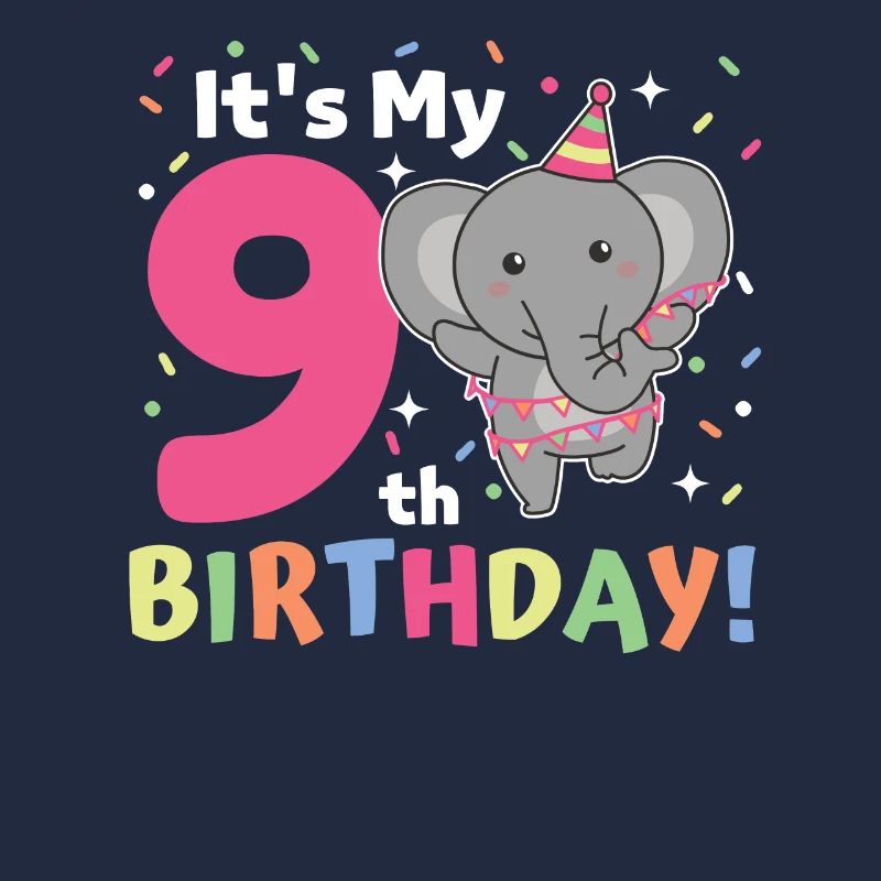 Eléphant pour les enfants de 9e anniversaire de neuf ans