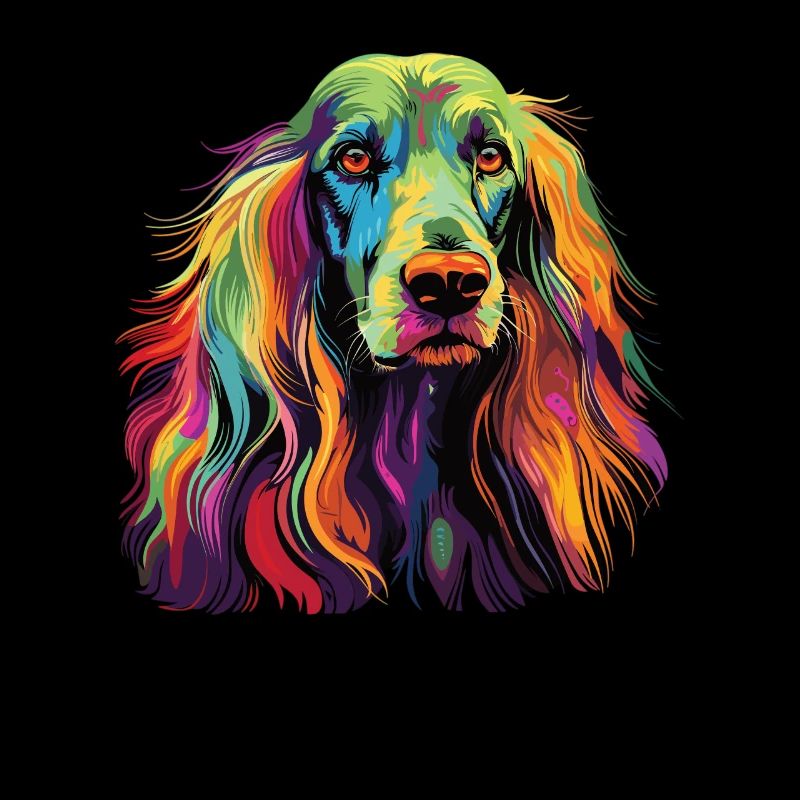 Wasserfarben Farbenfroher Afghanischer Windhund