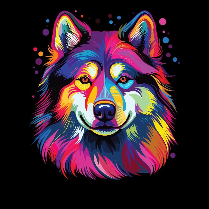 Aquarelle colorée Malamute d’Alaska
