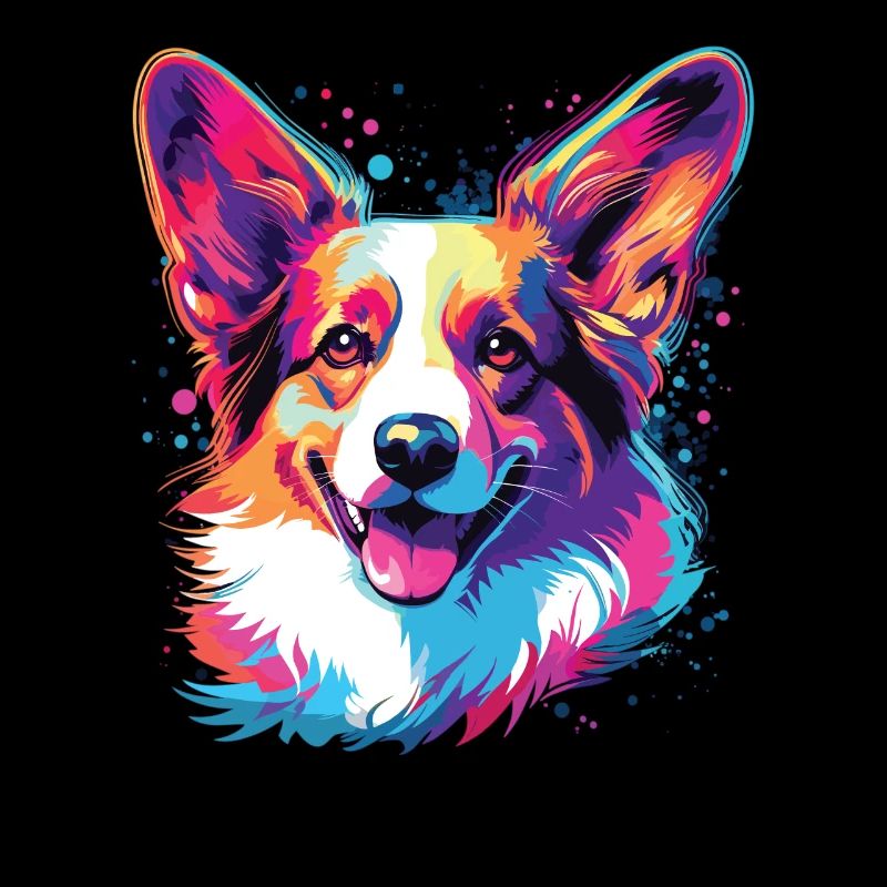 Aquarelle colorée Pembroke Welsh Corgi
