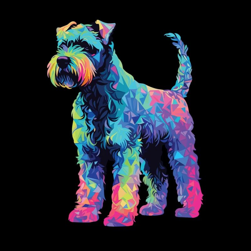 Aquarelle colorée Kerry Blue Terrier