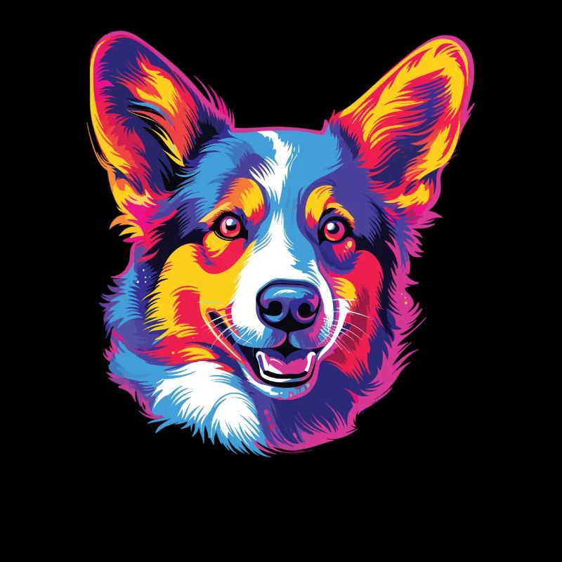 Aquarelle colorée Pembroke Welsh Corgi
