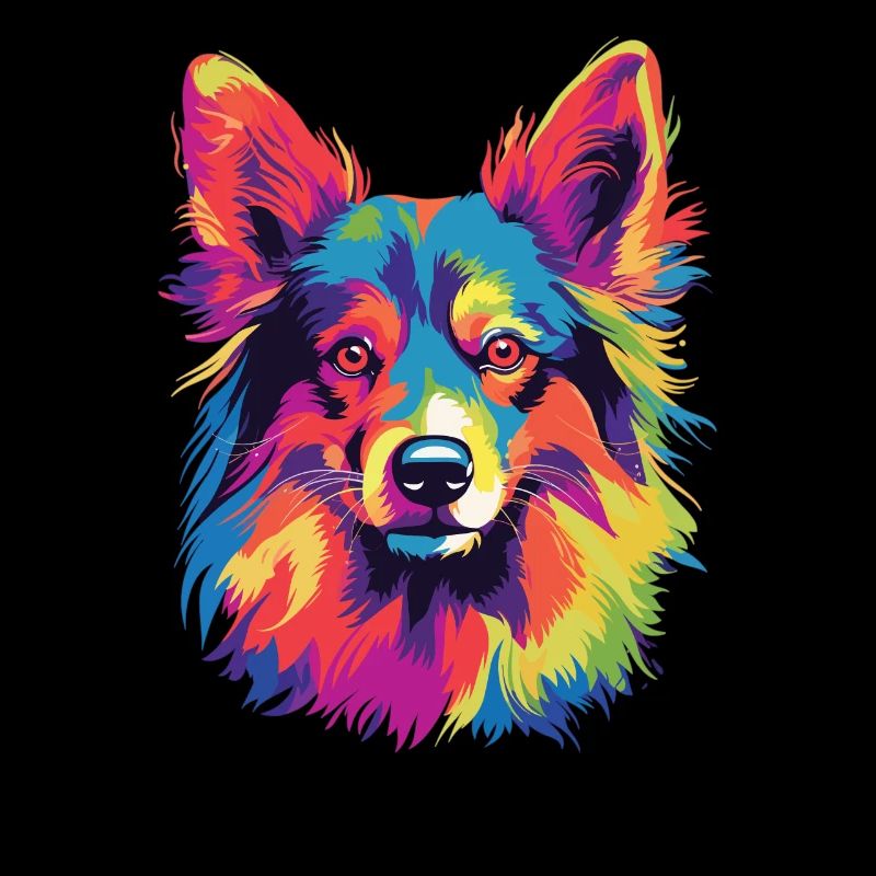 Wasserfarben Farbenfroher Islandhund