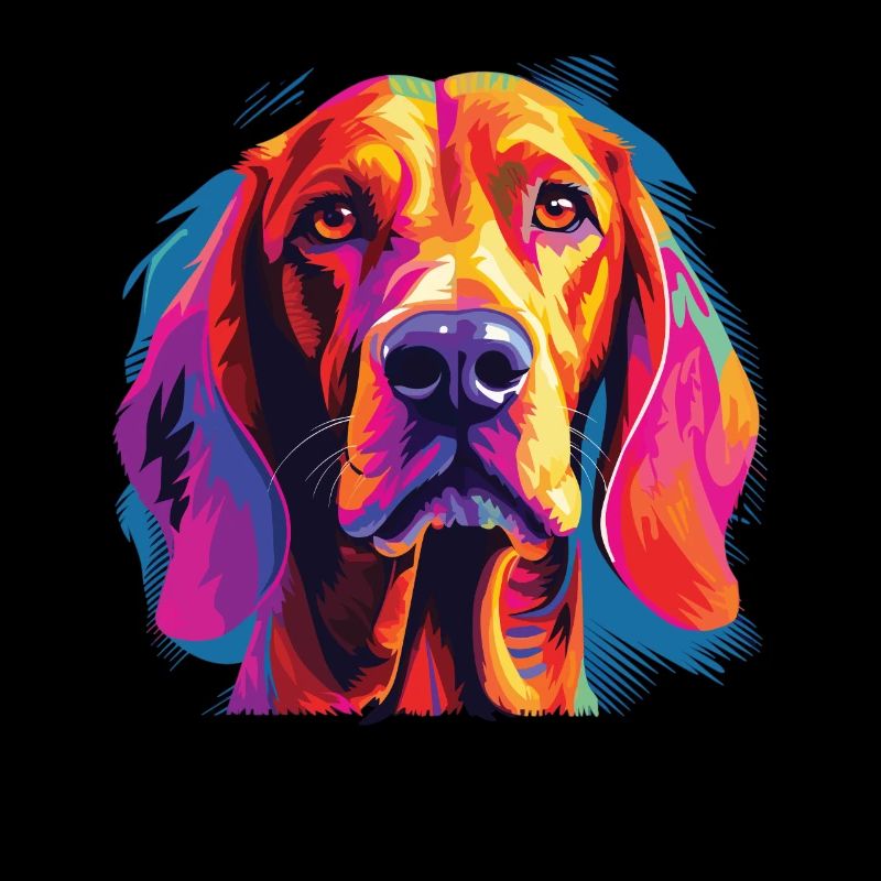 Aquarelle colorée Redbone Coonhound