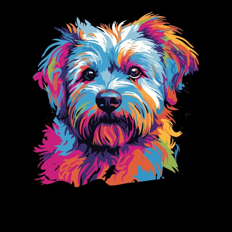 Aquarelle colorée Dandie Dinmont Terrier