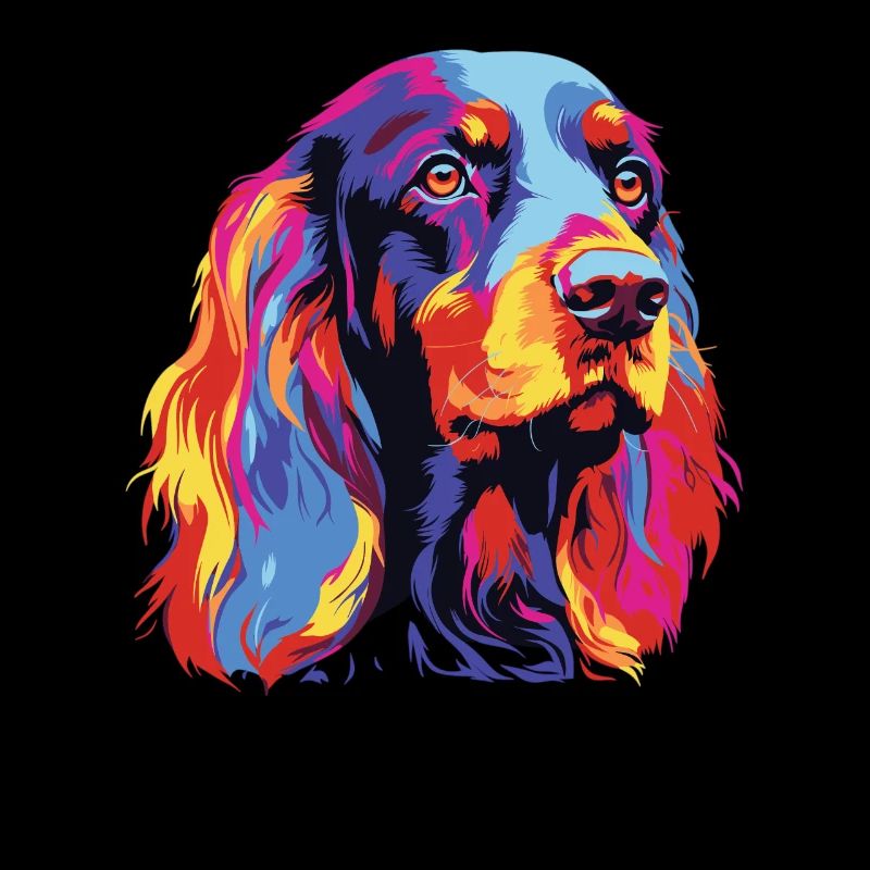 Aquarelle colorée Gordon Setter