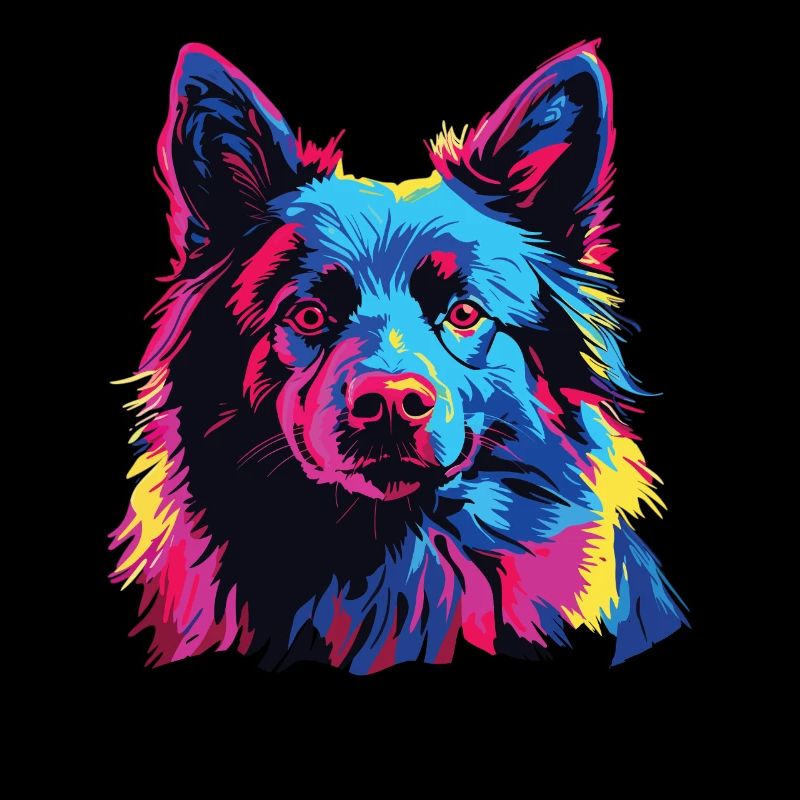 Wasserfarben Farbenfroher Schipperke