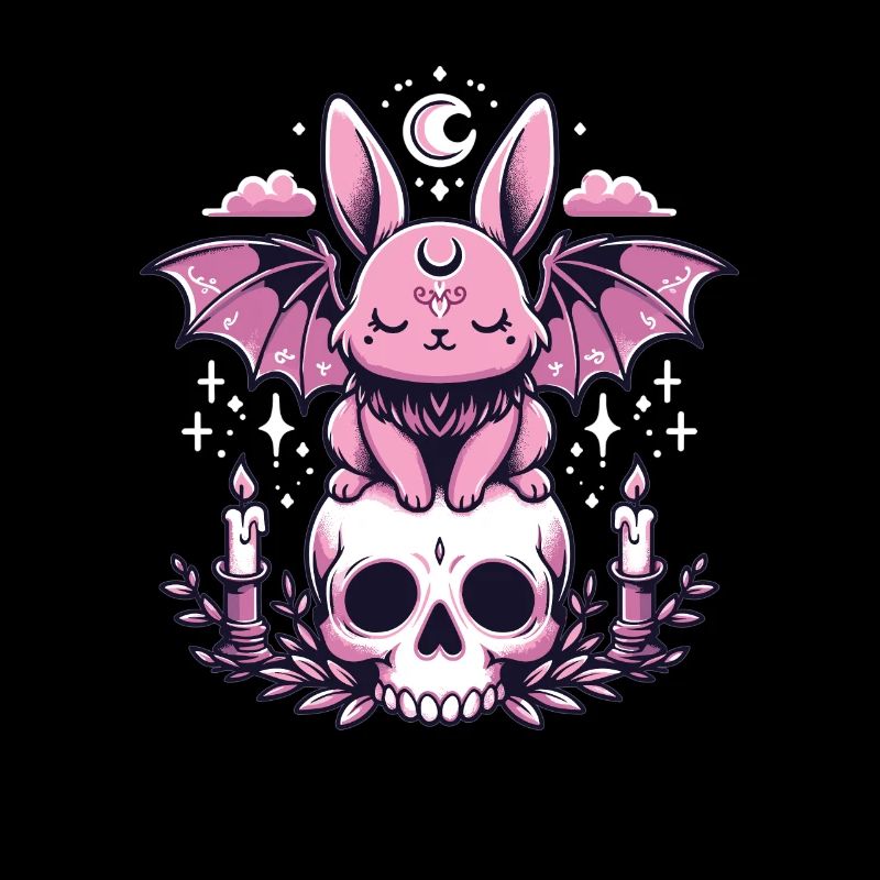 Kawaii Pastel Goth Mignon Lapin Effrayant Chauve-Souris