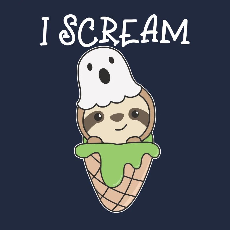 Faultier Halloween Geist I Scream Eis Wortspiel