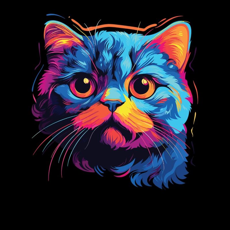Cat Watercolor Colorful Scottish Fold-eared Cat