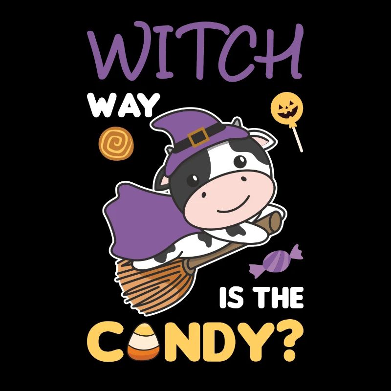 Kuh Hexen Witch way is the candy Happy Halloween