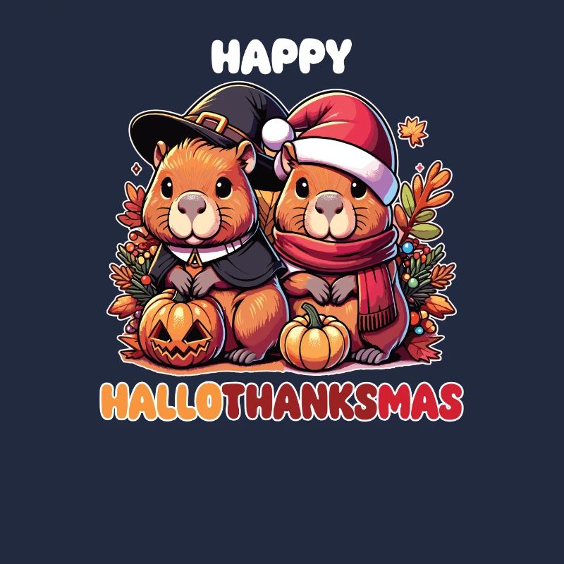 Happy Hallothanksmas Capybara Weihnachts Capybaras
