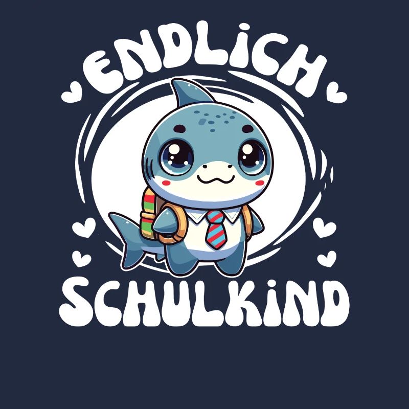 Endlich Schulkind süßer Hai zur Einschulung