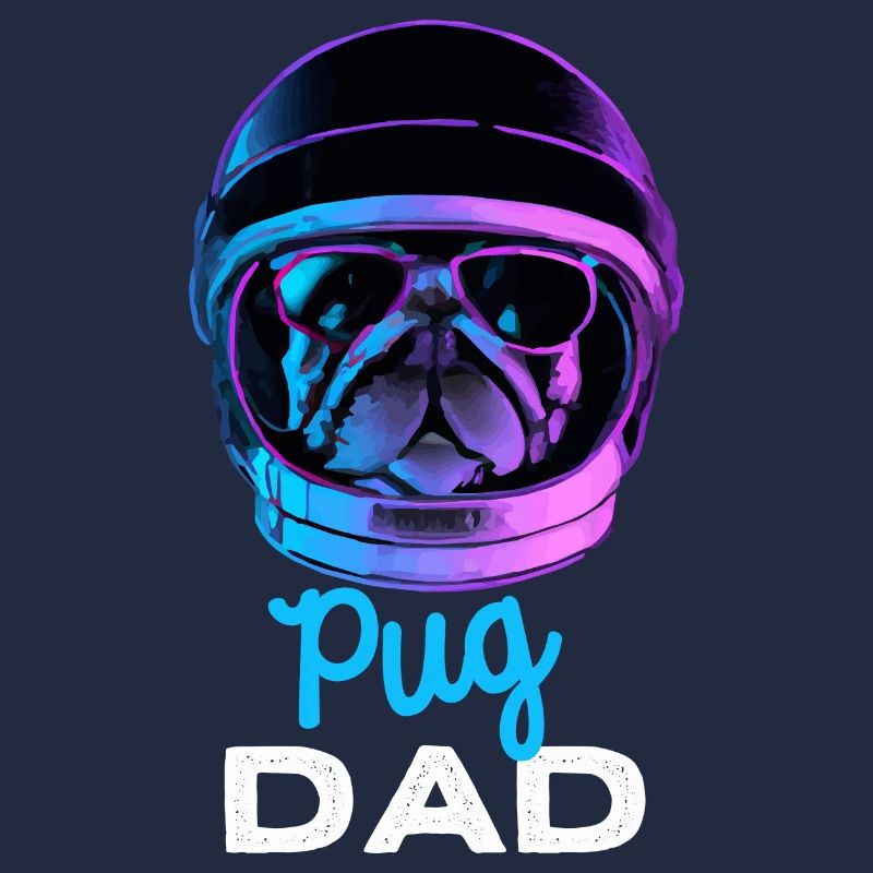 Pug Dad Synthwave Hund Papa Geschenk Pugs