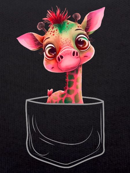 poche poitrine rose bébé girafe