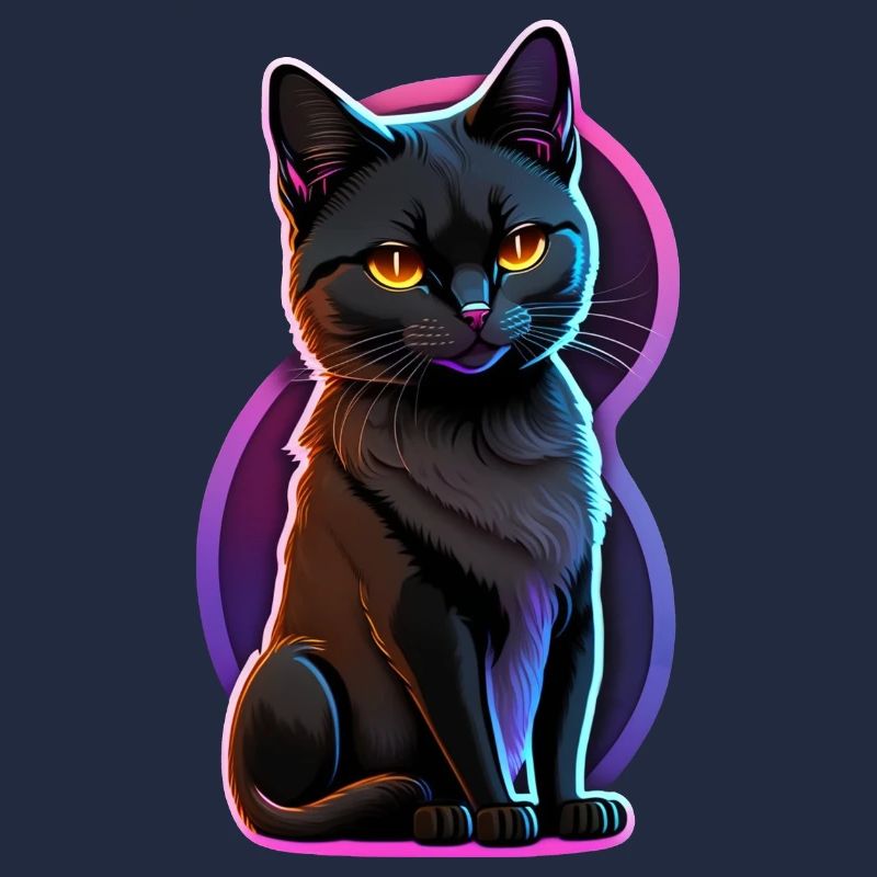 petit chat noir et lumiere fluo