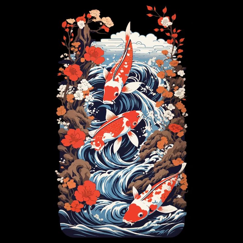 Majestueuse Koi Ukiyo-E Style Japon