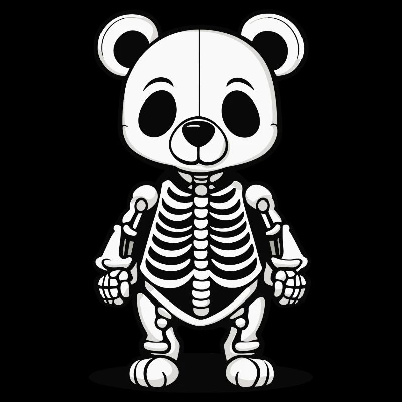 Cute Bear Skeleton Illustration