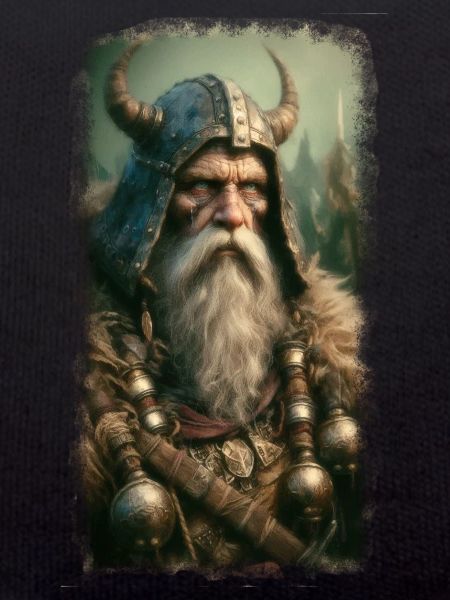 Mythischer Wikingerkrieger mit Hornhelm
