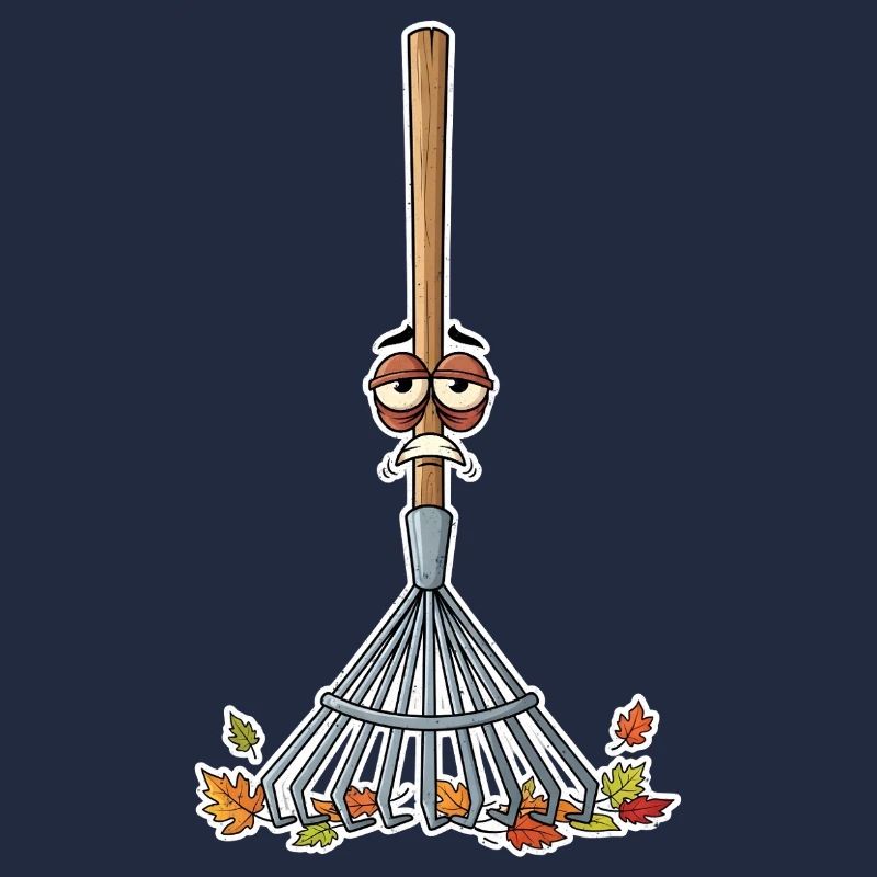 Autumn rake with tired eyes