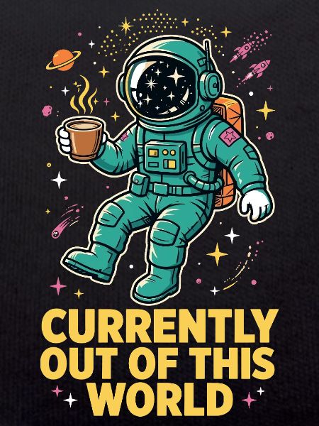 Astronaut with coffee in space