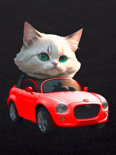 Cat drives convertible