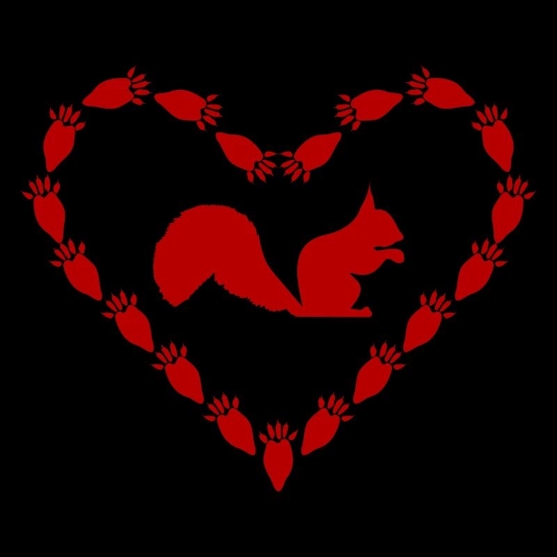 Eichhoernchen Coeur rouge avec empreinte de pattes