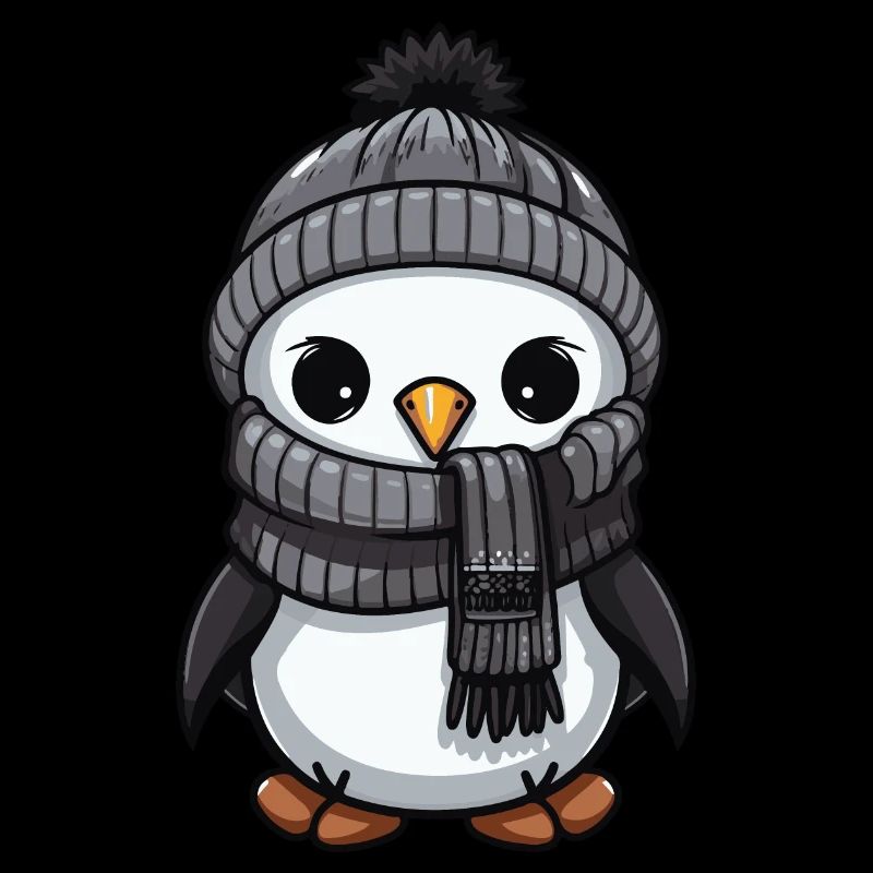 Pingouin Hiver Bande Dessinée Mignon